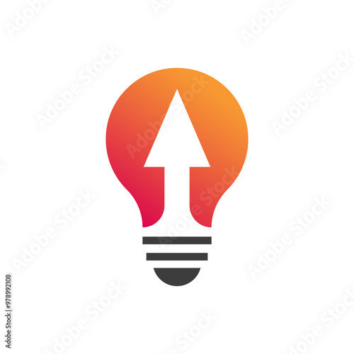 Simple electrical bulb with arrow symbol logo.