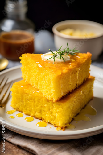 Plate with corn cake