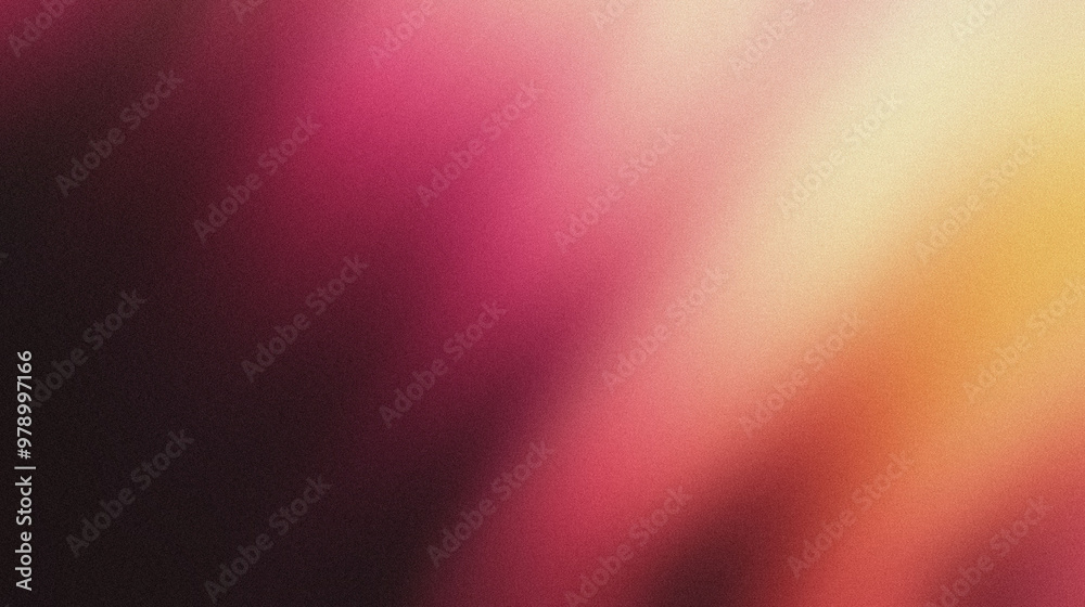 Obraz premium Blurred diagonal gradient from warm amber to soft pink, fading into a dark brown background, noise texture effect