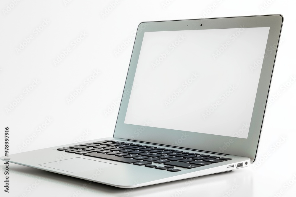 Laptop Mockup on Isolated white background created with Generative AI Laptop Mockup on Isolated white background created with Generative AI