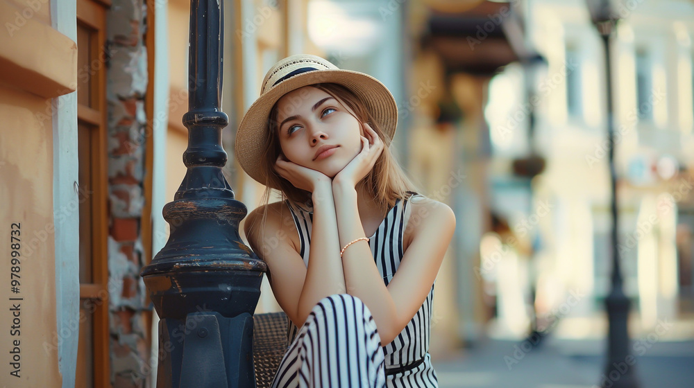 Image of a girl sitting on a chair in a relaxed pose Image of a girl sitting on a chair in a relaxed pose