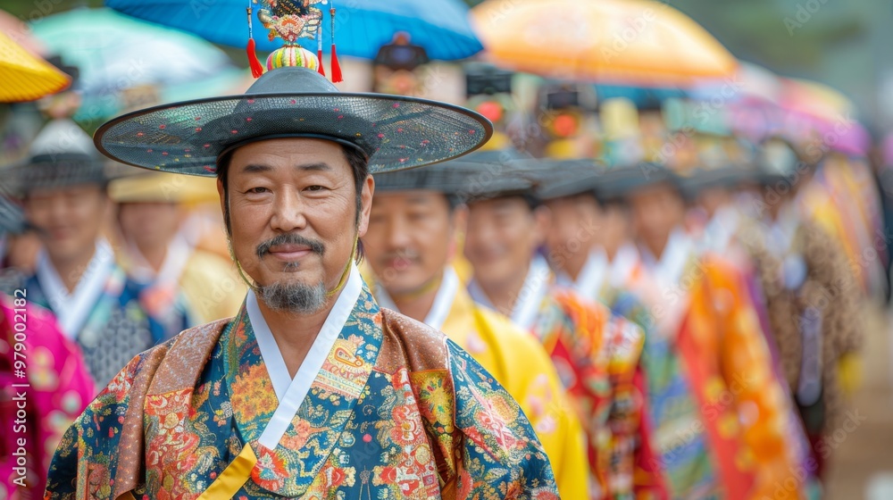 Obraz premium Chuseok Festival . Tourists: Tourists from all over the world are drawn to the festival's unique beauty and cultural significance, eager to experience the traditions and hospitality of Chuseok