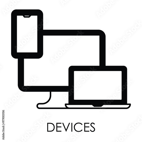 Vector icon for connected devices. Depicts multiple devices interconnected through wireless technology, designed for seamless communication.