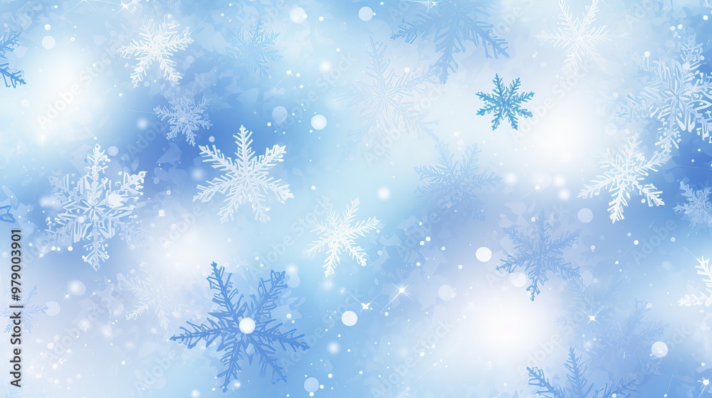 Soft blue winter background with falling snowflakes and a serene atmosphere Soft blue winter background with falling snowflakes and a serene atmosphere