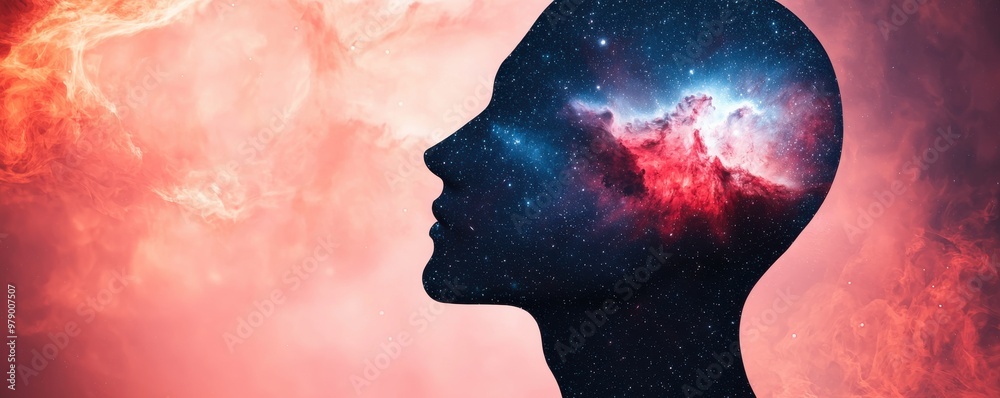 A cosmic silhouette depicting the universe within a human mind, symbolizing imagination and limitless potential. A cosmic silhouette depicting the universe within a human mind, symbolizing imagination and limitless potential.
