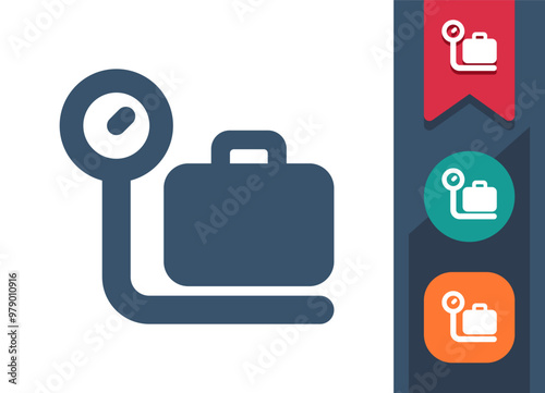 Luggage, Baggage Icon. Suitcase, Briefcase, Weight Scale, Weighing, Airport, Travel
