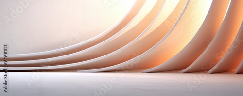 Softly curved paper backdrop in warm tones, creating a serene and modern atmosphere for artistic displays and presentations.