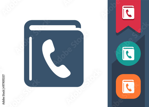 Phone Book Icon. Phonebook, Telephone, Contact List, Contacts