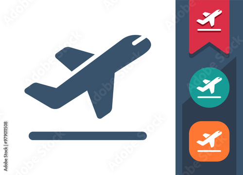 Plane Icon. Airplane, Take Off, Taking Off, Runway, Travel