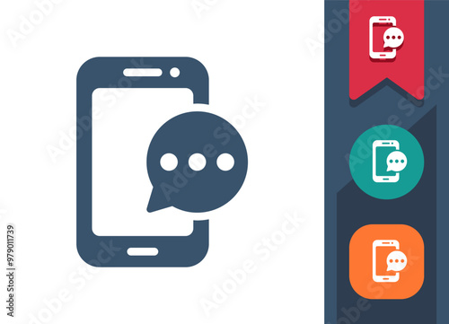 Smartphone Icon. Mobile Phone, Telephone, Phone Call, Chat Bubble, Texting, Text Message
