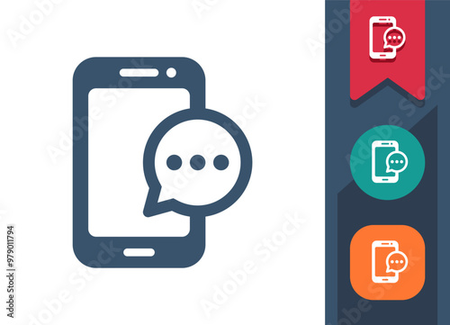 Smartphone Icon. Mobile Phone, Telephone, Phone Call, Chat Bubble, Texting, Text Message