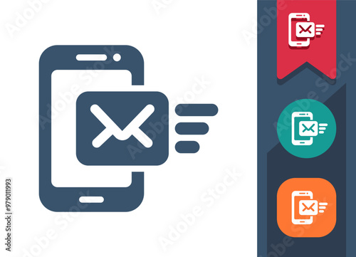 Smartphone Icon. Mobile Phone, Telephone, Text Message, Envelope, Email, E-mail, Texting