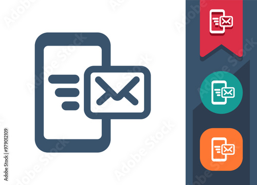 Smartphone Icon. Mobile Phone, Telephone, Text Message, Envelope, Email, E-mail, Texting