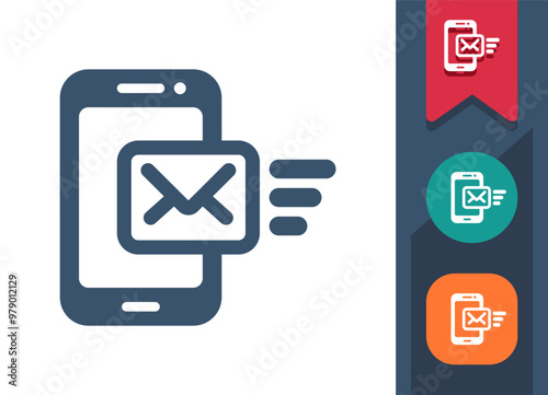 Smartphone Icon. Mobile Phone, Telephone, Text Message, Envelope, Email, E-mail, Texting