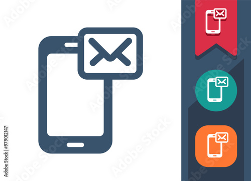 Smartphone Icon. Mobile Phone, Telephone, Text Message, Envelope, Email, E-mail, Texting
