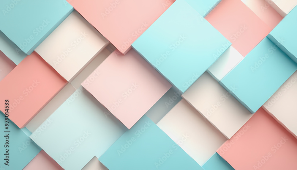 Pastel geometric abstract background with pink, blue, white rectangles in modern design Pastel geometric abstract background with pink, blue, white rectangles in modern design