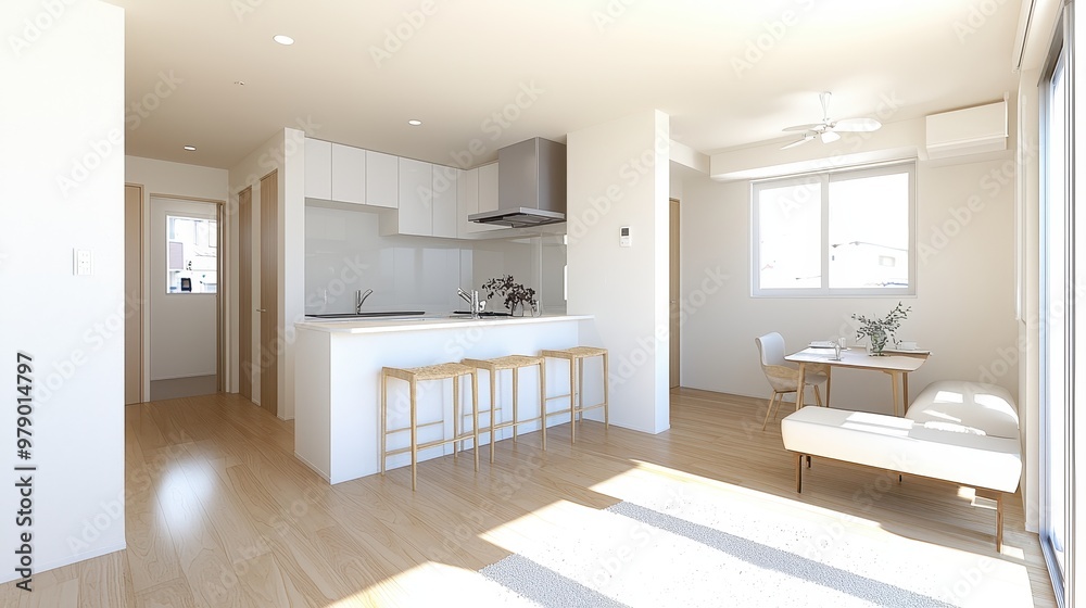 Modern Open Plan Kitchen and Living Room Interior Design