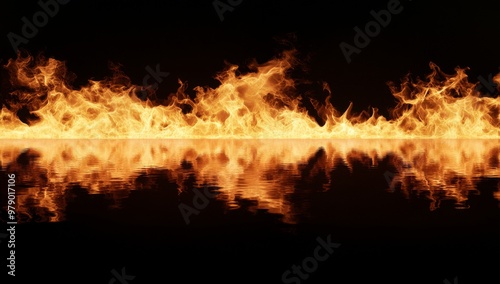 Fiery flames on a black background