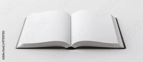 3D rendering of an open book with blank pages on a white background.  photo