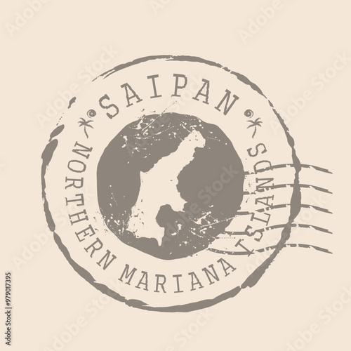 Stamp Postal of Saipan Island. Map Silhouette rubber Seal.  Design Retro Travel. Seal  Map Saipan island of Northern Mariana Islands grunge  for your design.  EPS10