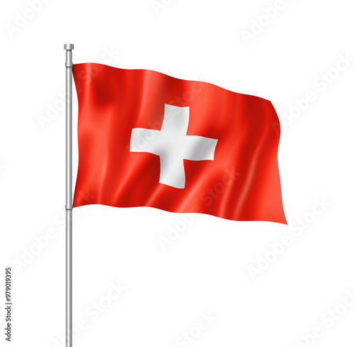 Swiss flag isolated on white