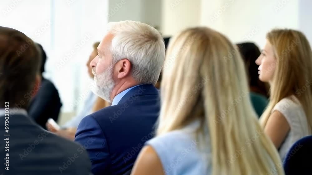 A close-up scene of a group of professionals attentively listening at a conference or seminar. A close-up scene of a group of professionals attentively listening at a conference or seminar.