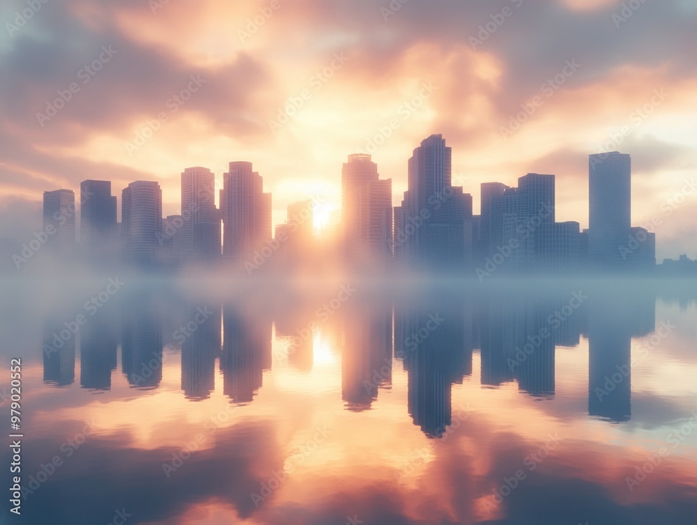 Fototapeta premium City Skyline at Sunset