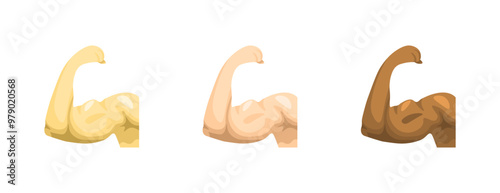 Biceps set icons. Flat style. Vector icons.