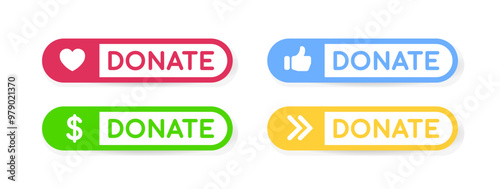 Donate set icons. Flat style. Vector icons.