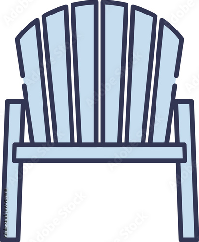 Blue Adirondack chair in front view, symbolizing relaxation and outdoor comfort.