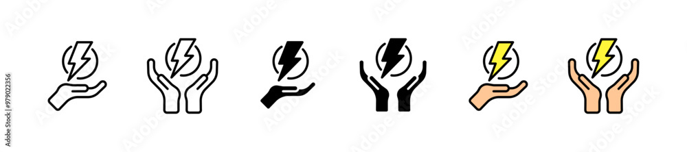 Energy set icons. Linear, silhouette and flat style. Vector icons. Energy set icons. Linear, silhouette and flat style. Vector icons.