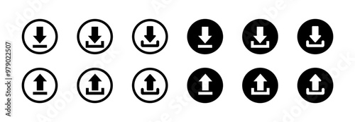 Download set icons. Silhouette, linear and flat style. Vector icons.