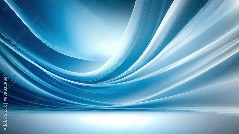 Naklejka premium Futuristic Blue Flowing Curves and Light Streaks Background