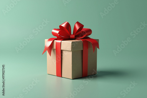 Elegant 3D Gift Box with Red Ribbon: Perfect for Holiday Marketing, E-commerce, and Celebration Promotions