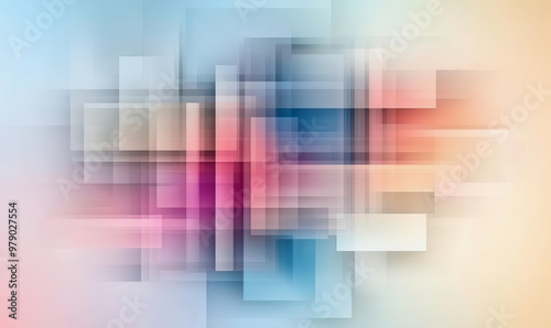 Pastel geometric design, blocks, overlapping, soft pink, blue, cream tones, abstract pattern