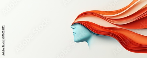 Creative illustration of a stylized head with flowing red hair, representing beauty, inspiration, and artistic expression.