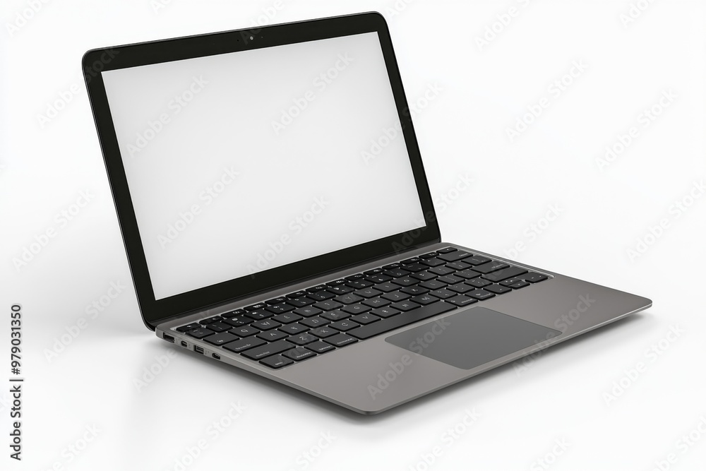Laptop Mockup on Isolated white background created with Generative AI Laptop Mockup on Isolated white background created with Generative AI