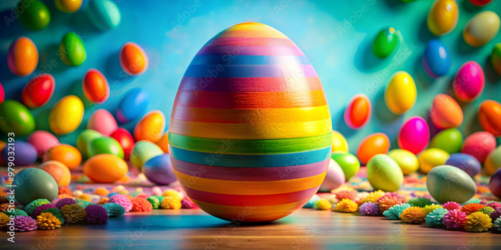 Dreamy composition with large central colorful egg surrounded by vibrant colors, dreamy, composition, colorful, egg Dreamy composition with large central colorful egg surrounded by vibrant colors, dreamy, composition, colorful, egg