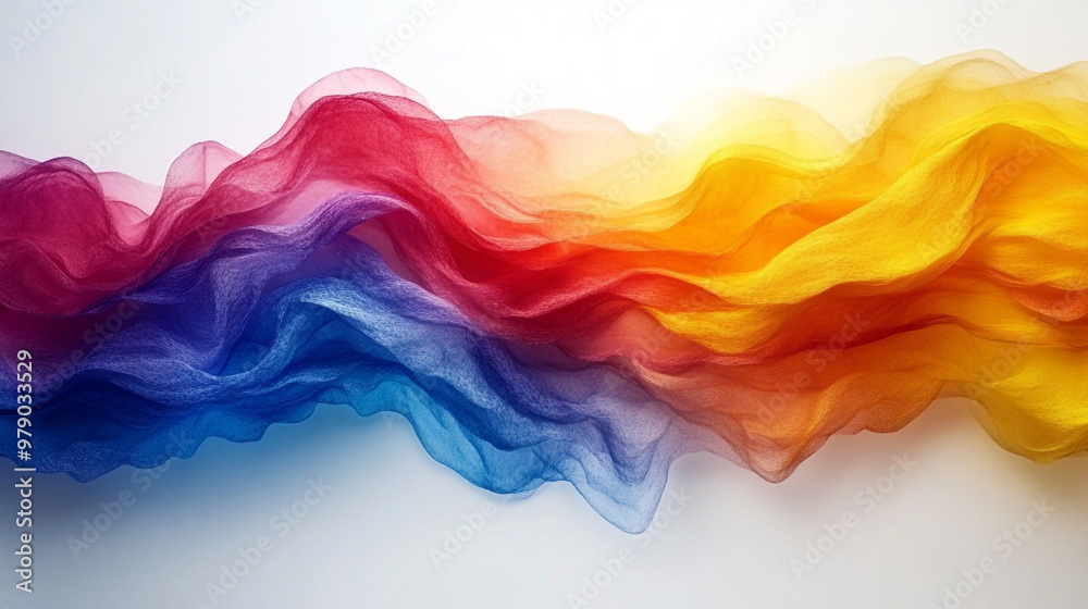 Vibrant wave of colorful fabric creating a beautiful blend of red, blue, and yellow hues, perfect for a creative background. Vibrant wave of colorful fabric creating a beautiful blend of red, blue, and yellow hues, perfect for a creative background.