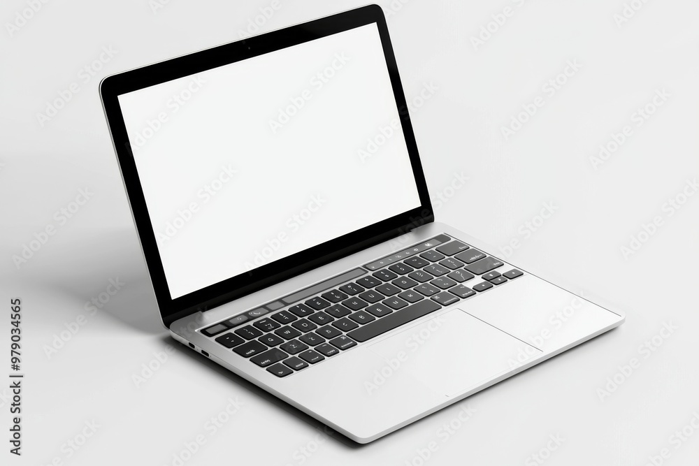Laptop Mockup on Isolated white background created with Generative AI Laptop Mockup on Isolated white background created with Generative AI