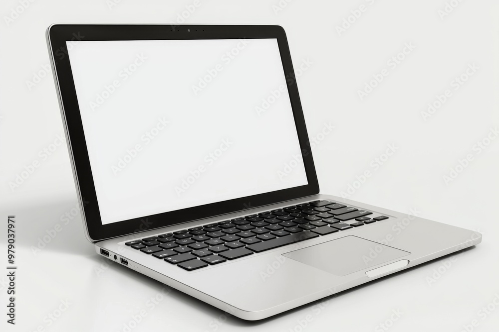 Laptop Mockup on Isolated white background created with Generative AI Laptop Mockup on Isolated white background created with Generative AI
