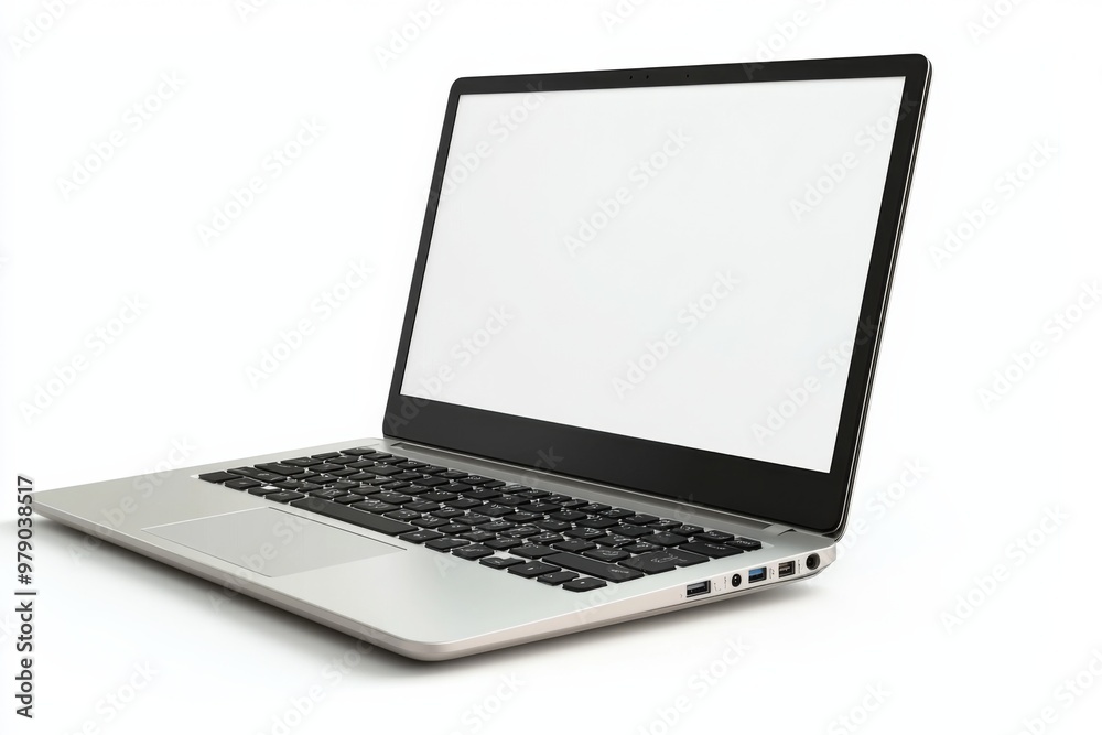 Laptop Mockup on Isolated white background created with Generative AI Laptop Mockup on Isolated white background created with Generative AI