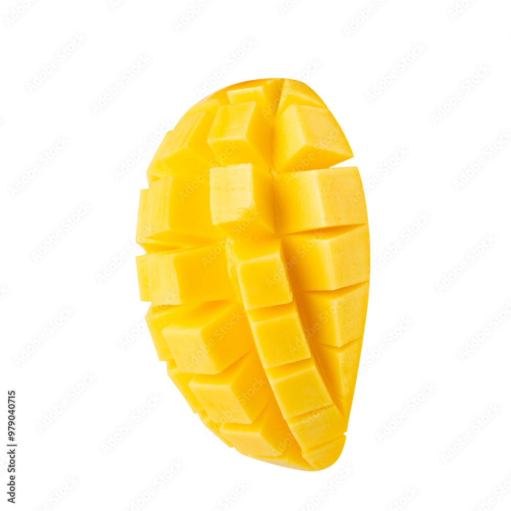Yellow Mango slices, cutout, full depth of field. Yellow Mango slices, cutout, full depth of field.