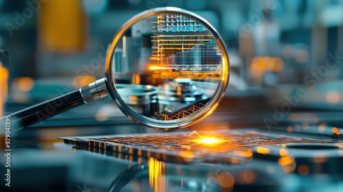 Precision Inspection: Magnified View of Misalignment on High-Tech Machine Part