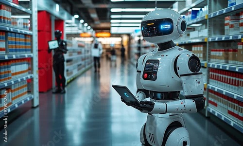 Wallpaper Mural Robot Assistant in Supermarket Torontodigital.ca