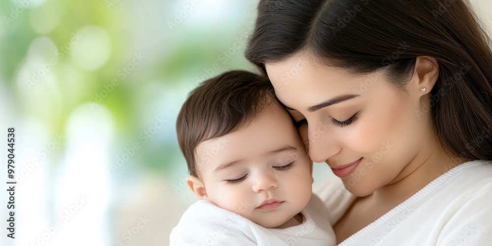 lovely mother cradling her son. lovely mother cradling her son.