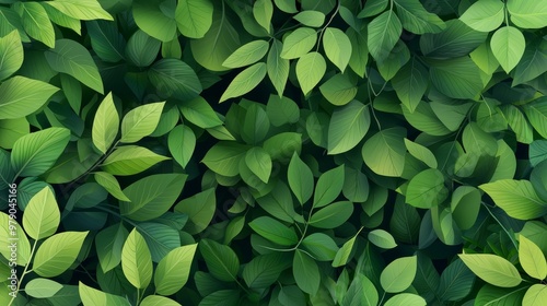 Illustrate a lush forest canopy from a high-angle view aerial perspective, emphasizing the play of light and shadow among the leaves in a realistic style
