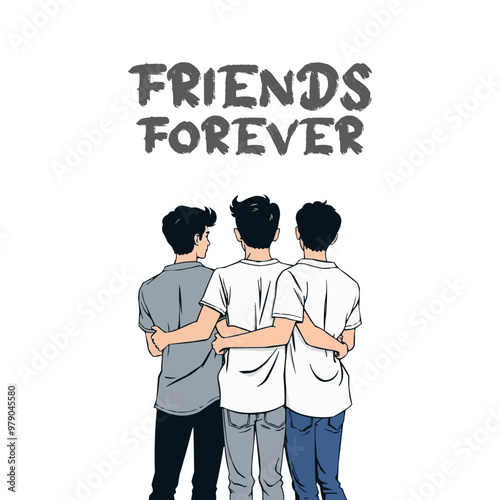 International Friendship Day concept, friends forever poster. bonding's, group, hangout  vector illustration