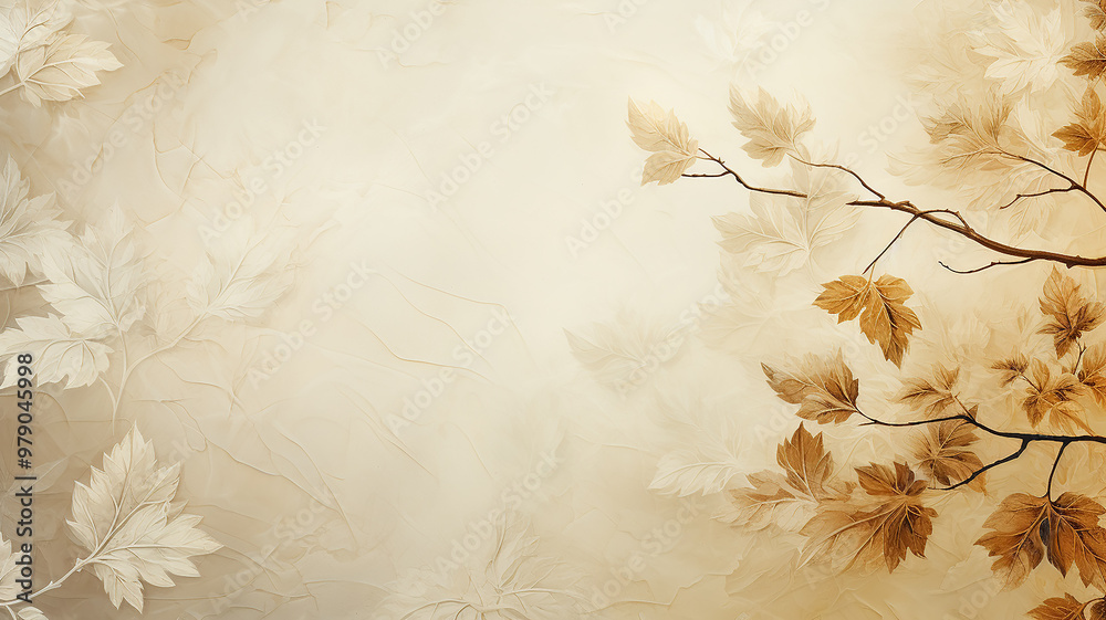 backdrop is a beige delicate background with a frame of floral ornament, warm parchment color and autumn tree branches backdrop is a beige delicate background with a frame of floral ornament, warm parchment color and autumn tree branches