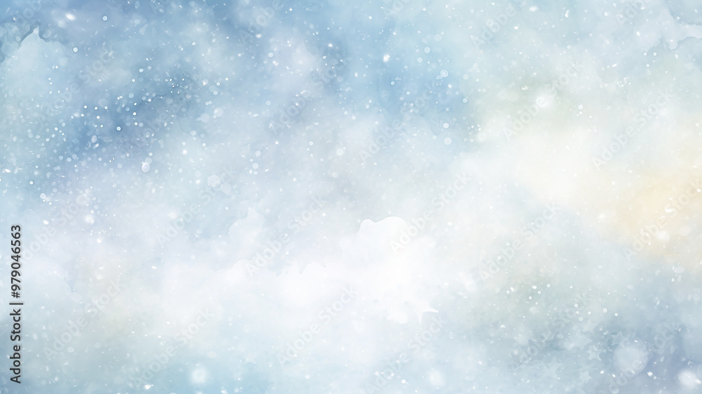 abstract watercolor background snowfall, christmas view blurred blizzard light blue snowflakes on a white city background abstract watercolor background snowfall, christmas view blurred blizzard light blue snowflakes on a white city background